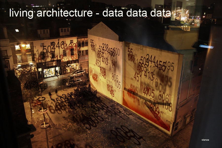 Stanza. The Art Of Environmental Data. Live data visualisation. This urban spectacle makes the invisible visible. Steve Tanza