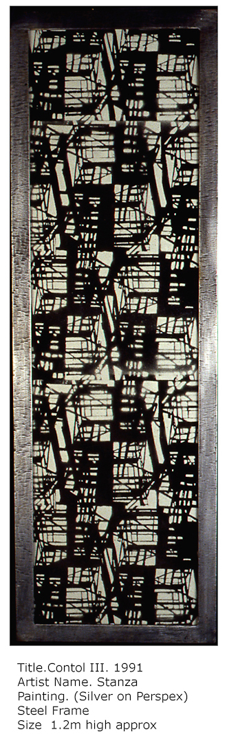 Stanza Pantings, Oil on canvas, 1989, city, urban, towers blocks and estates, maps , industrial.