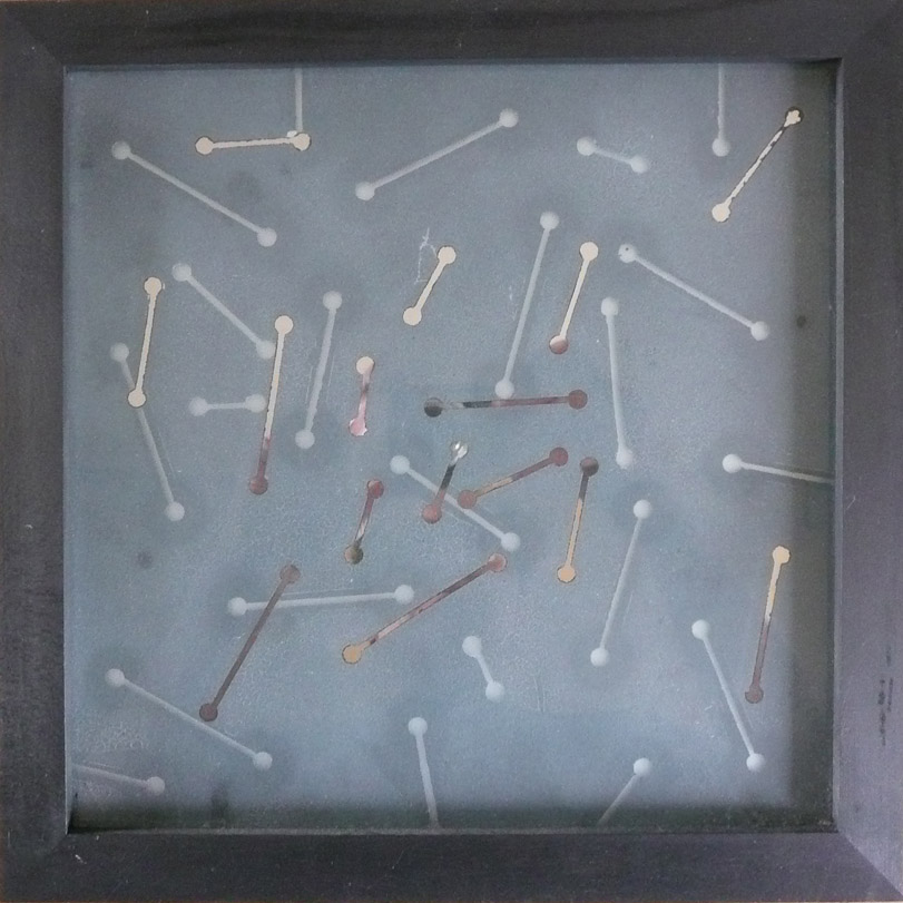 "Small Worlds". Artwork By Stanza. Sheet mirror. 30 cm by 30 cm 