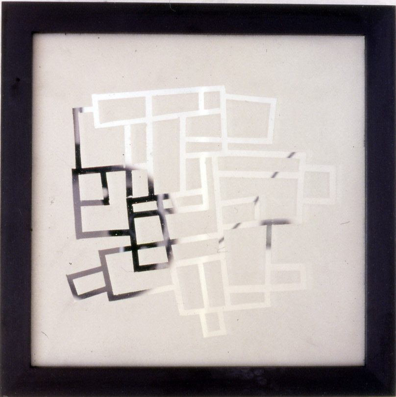 "Invisible City" Artwork By Stanza. Mirror. 30 cm by 30 cm, Stanza city, work on glass, maps, cities, contemporary art, layers of maps, mapping  