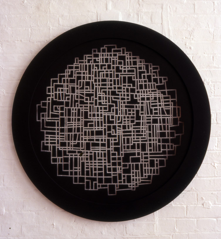 Drawing by hand, on perspex. Painted black 100 cm by 100 cm . Artwork By Stanza 