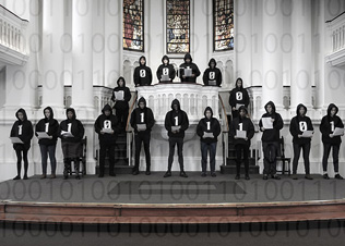 The Binary Graffiti Club.The choir sings the binary messages 