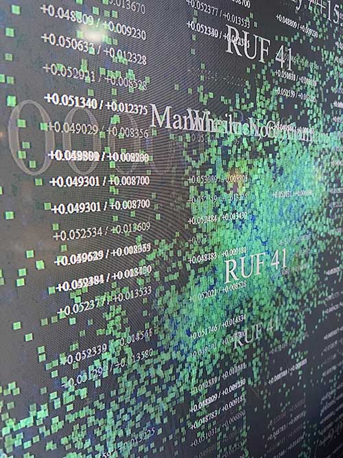 Stanza. Steve Tanza artwork. Living Systems: Invisible Landscape: A dynamic generative artwork using transport, weather, and pollution data