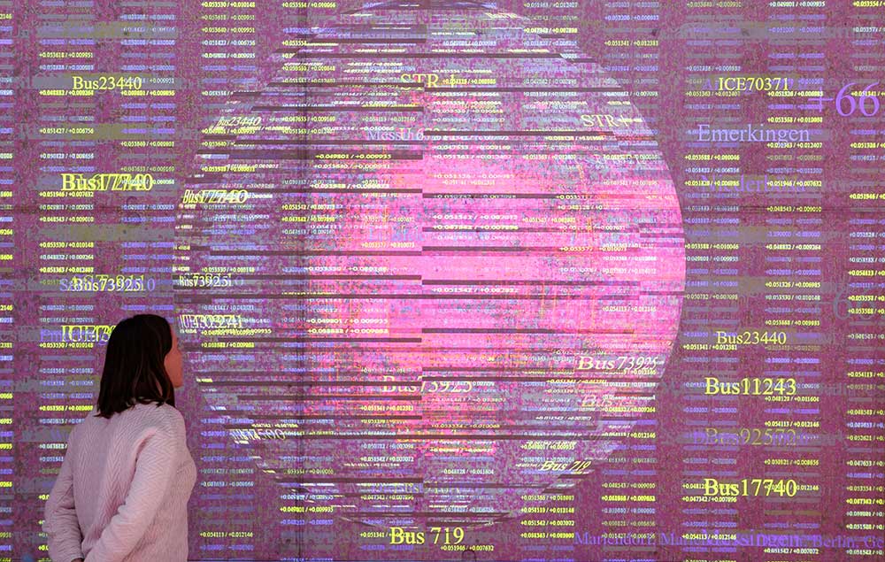 Stanza. Steve Tanza artwork. Living Systems: Invisible Landscape: A dynamic generative artwork using transport, weather, and pollution data