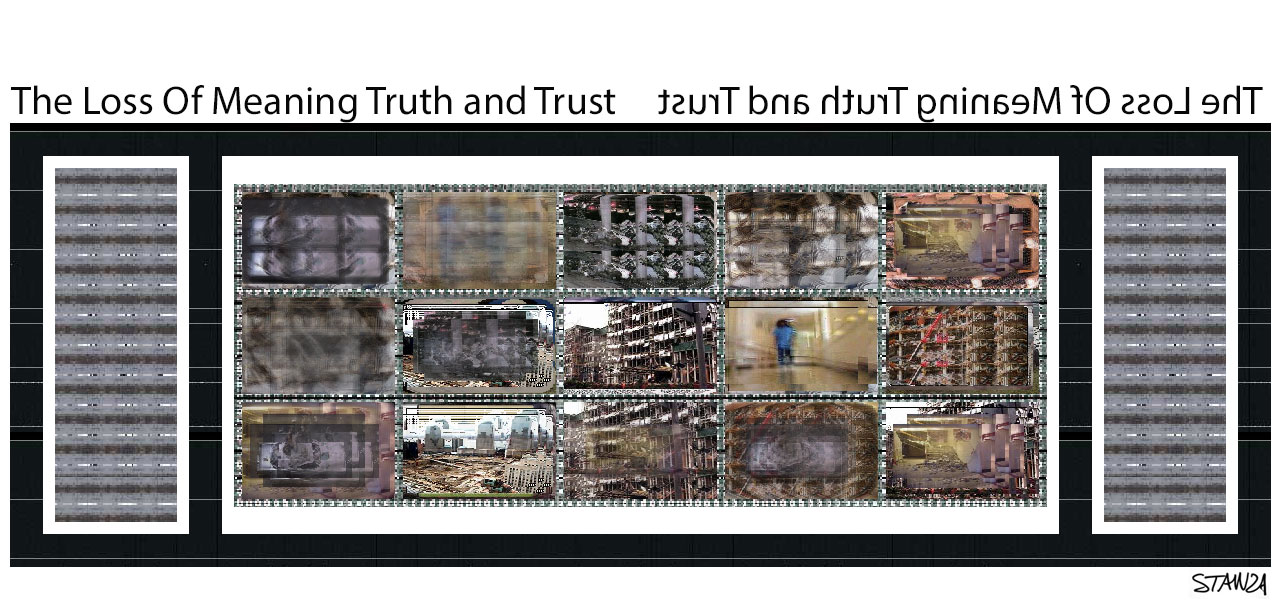 Interactive generative artwork by Stanza using new feeds from around the world. 2002