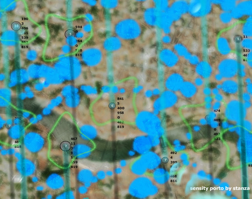 stanza artwork. I am Stanza.Sensing the city and the environment to make art. The results are the visualisation and sonification of real time spaces. Using custom made sensors in the V & A Porter gallery and around the city. 20 custom environmental sensors units measure, light, noise, sound, humidity, and temperature....this data is turned. Sensors all over the city . Decode at V & A. Sensity V & A