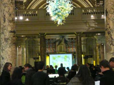 This visualisation is made for Cybersonica late at Victoria and Albert Museum, London. on 31 st October 2008