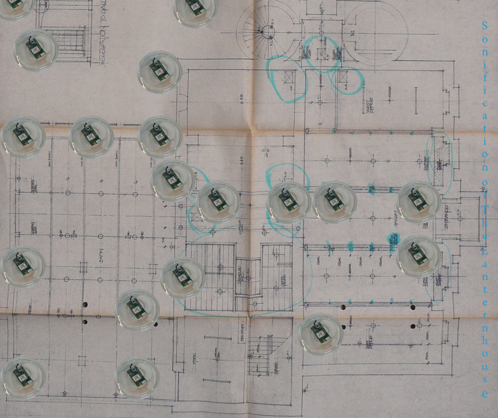 Motes sensor for layout in gallery. The internet Of Things.  Stanza